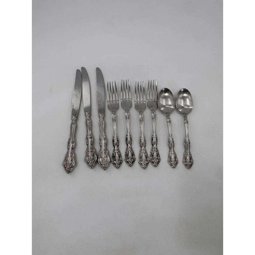 Oneida Michelangelo Heirloom Cube Set Of 9 Stainless Flatware Forks Spoons Knife